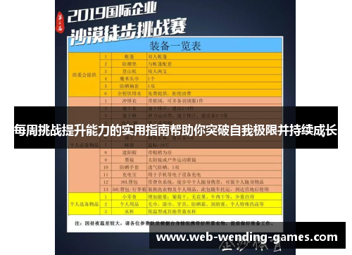 每周挑战提升能力的实用指南帮助你突破自我极限并持续成长 每周挑战提升能力的实用指南帮助你突破自我极限并持续成长